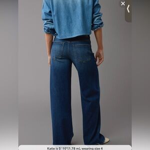 American Eagle Outfitters Blue Metal Low Rise Baggy Wide Leg Jeans